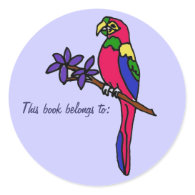BL- This book belongs to: parrot sticker