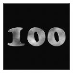 Black 100th Birthday Silver Number 100 Announcements