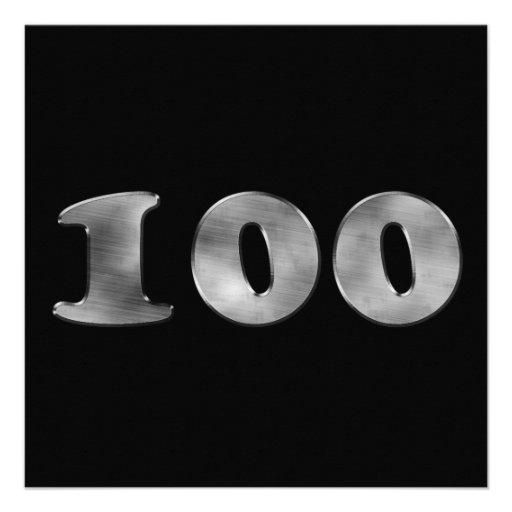 Black 100th Birthday Silver Number 100 Announcements