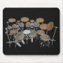Black 10 Piece Drum Set: Black Mousepad: Drums Kit