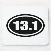 Black 13.1 Half Marathon Oval Mouse Pad