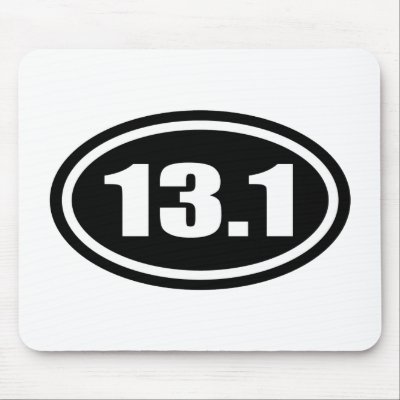 Black 13.1 Half Marathon Oval Mouse Pad by RunnerShirts