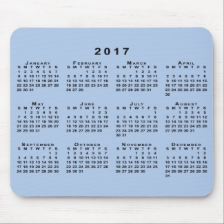 Black 2017 Calendar on Customizable Light Blue