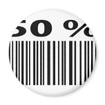 black 50 per cent barcode icon magnet