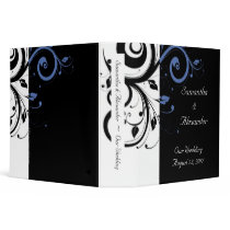 Black aand White with Periwinkle Swirl Binders