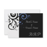 Black aand White with Periwinkle Swirl Personalized Invite