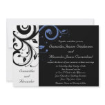 Black aand White with Periwinkle Swirl Custom Announcements