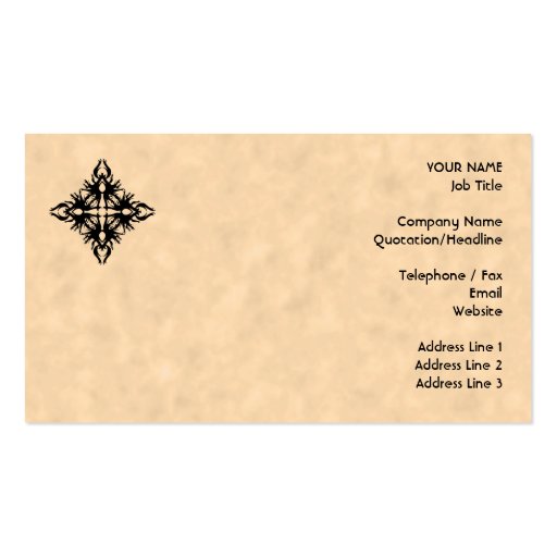 Black Abstract Design on Parchment Effect Pattern Business Card Templates
