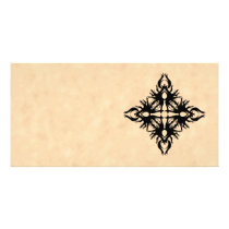 Black Abstract Design on Parchment Effect Pattern Custom Photo Card