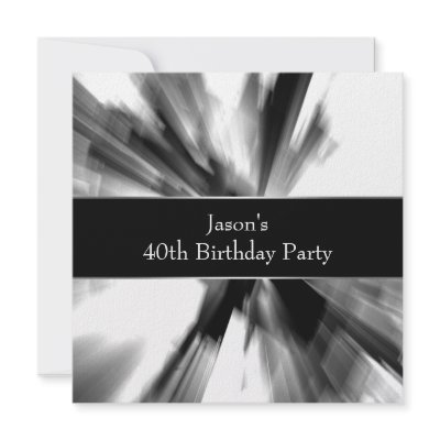 Black Abstract Skyscraper Mans 40th Birthday Invite by InvitationCentral