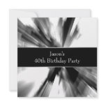 Black Abstract Skyscraper Mans 40th Birthday Invite