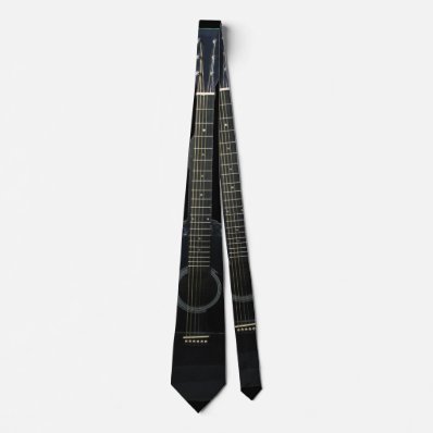 Black Acoustic Guitar 2 Sided Music Tie