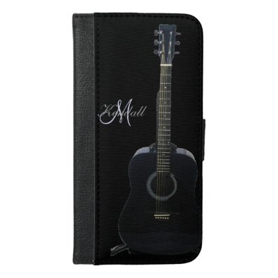 Black Acoustic Guitar iPhone 6 Plus Wallet Case
