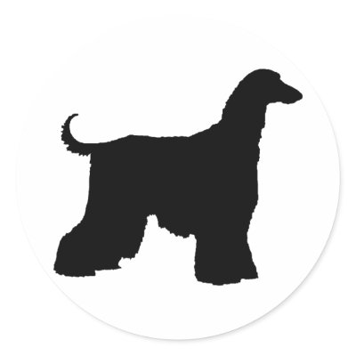 Black Afghan Hound Dog Round Stickers by dogsandhorses