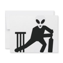 black alien cricket icon invitations