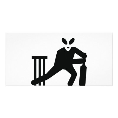 black alien cricket icon photo greeting card by TomaniacLines