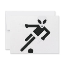 black alien soccer icon personalized invitation