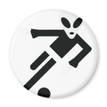 black alien soccer icon magnet