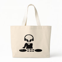 black alien turn tables dj icon tote bag
