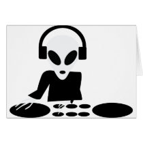 black alien turn tables dj icon cards