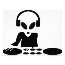 black alien turn tables dj icon custom invitations