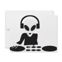 black alien turn tables dj icon invitations