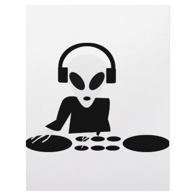 black alien turn tables dj icon letterhead template by TomaniacLines