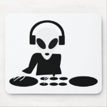 black alien turn tables dj icon mouse pad
