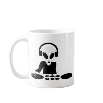 black alien turn tables dj icon mug