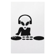 black alien turn tables dj icon stationery