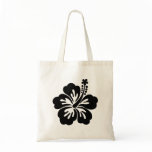 Black aloha flower tote bags
