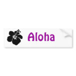 Black aloha flower bumper sticker
