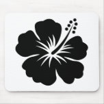 Black aloha flower mouse pad