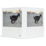 Black alpine goat doe running away to right 3 ring binder