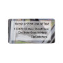 Black alpine goat doe waiting at metal gate personalized address label
