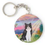 Black &amp;amp; White Cat - Cloud Angel Key Chain