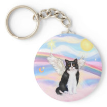 Black &amp; White Cat - Clouds Key Chains