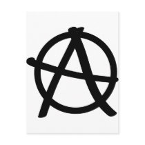 black anarchy sign post card