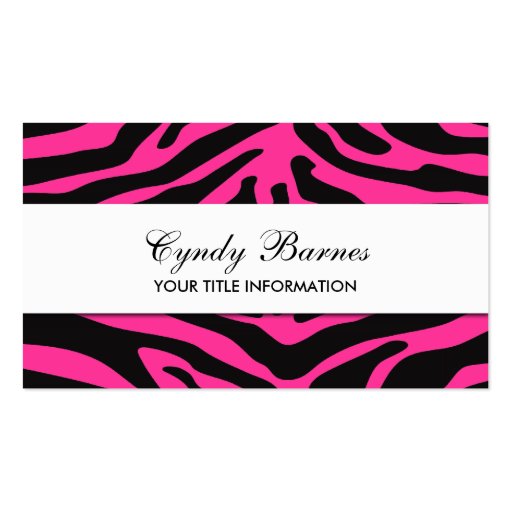 Black and Any Color Zebra Business Card (front side)