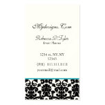 black and aqua damask Chic Business Cards business cards
