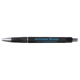 Black and Aqua Promotional Author Rubber Grip Pen