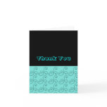 Black and Aqua Swirl Thank You Card