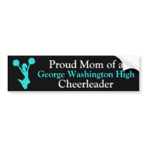 Black and Aquamarine Cheer Mom Bumper Sticker