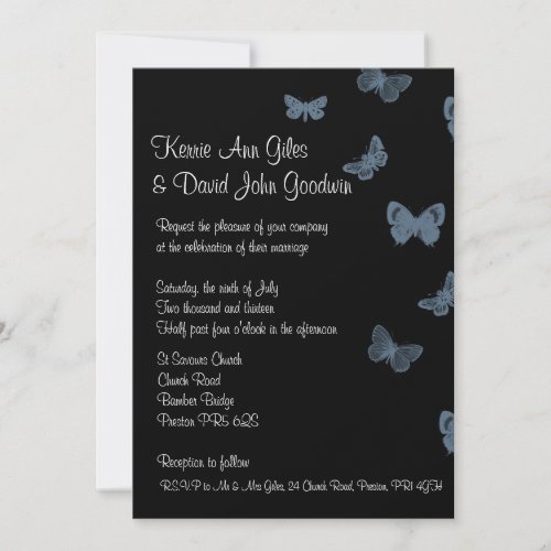 black and blue butterfly wedding invitations p161668493322335786z70qb 500 
