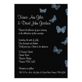 Black and Blue Butterfly Wedding Invitations