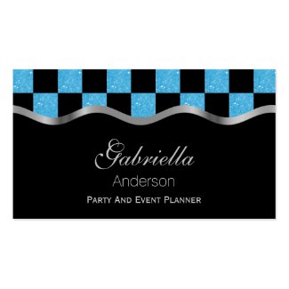 Black And Blue Checkered Business Cards