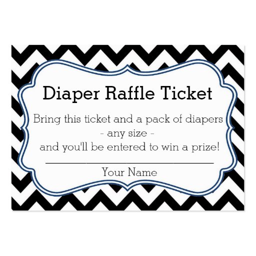 Black and Blue Chevron Diaper Raffle Ticket Business Card Template (front side)