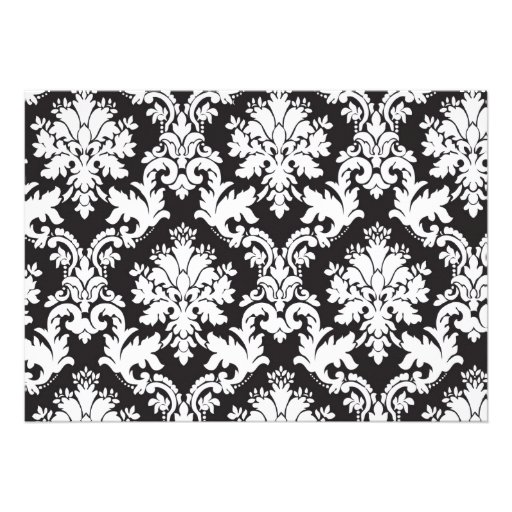 Black and Blue Damask Invitation
