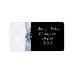 Black and Blue Damask Wedding label