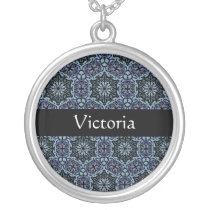 Black and Blue Elegant Pattern name necklace necklaces